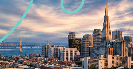Downtown San Francisco skyline with the Transamerica Pyramid at dusk